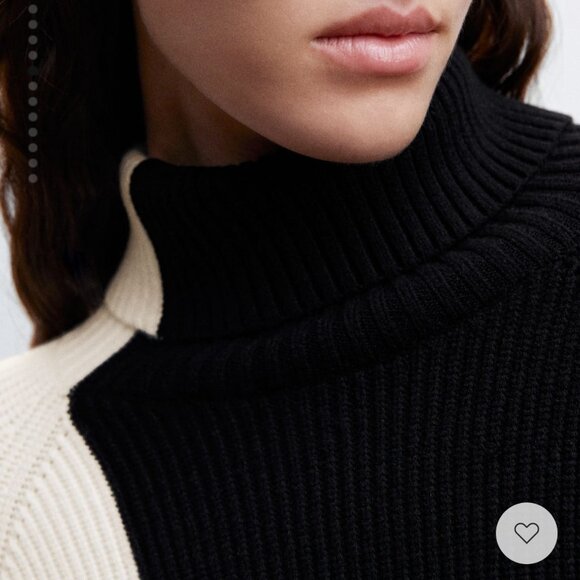 MANGO Two-tone Turtleneck Sweater M - Picture 5 of 7